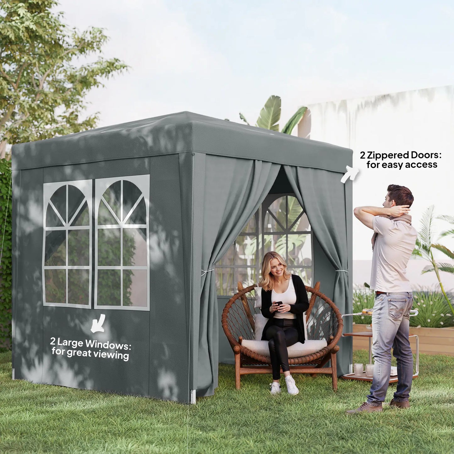 6.6'x6.6' Pop Up Canopy Tent, Instant Sun Shelter With Carry Bag, Grey Pop Up Canopies at Gallery Canada