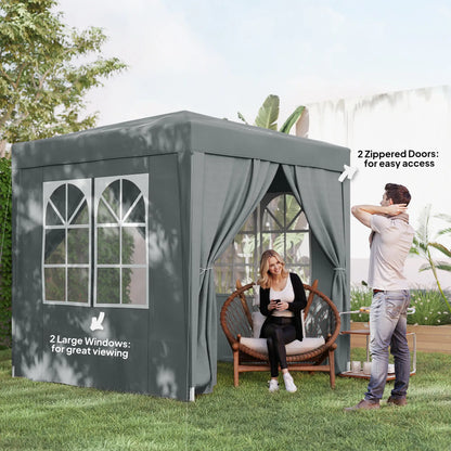 6.6'x6.6' Pop Up Canopy Tent, Instant Sun Shelter With Carry Bag, Grey Pop Up Canopies at Gallery Canada