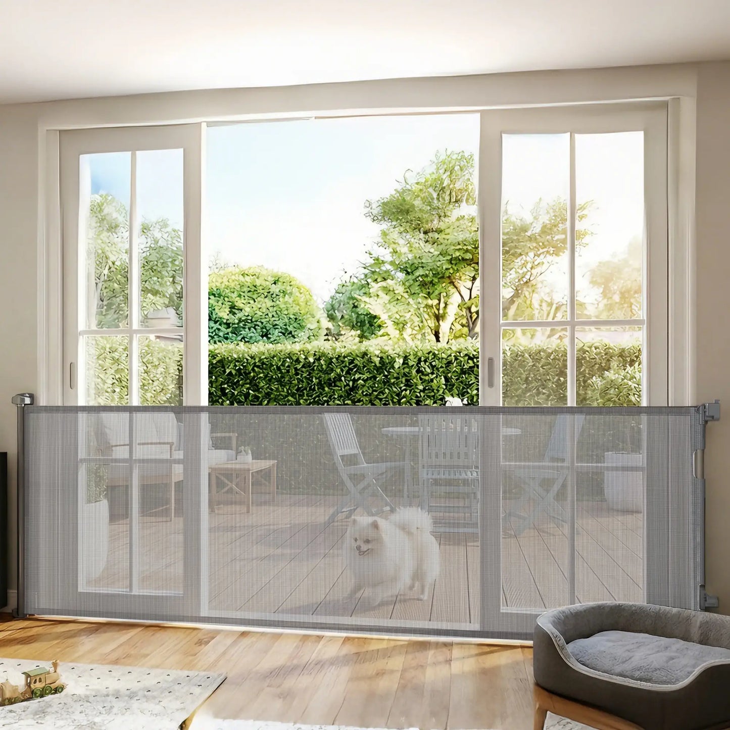 Retractable Dog Gate, 41" Tall, 122" Wide, Mesh Pet Gate Pet Gates at Gallery Canada