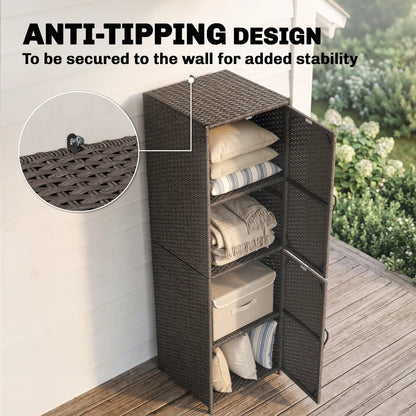 Wicker Outdoor Storage Cabinet, 4 Shelf Patio, Brown Patio Storage Boxes at Gallery Canada