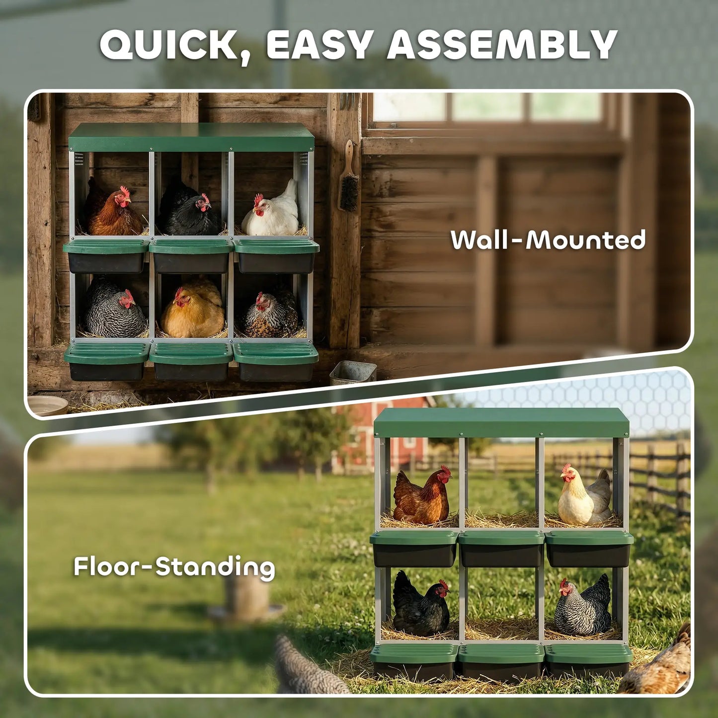 Chicken Nesting Boxes, 6 Compartment Metal Nesting Boxes for Chicken Coop, Egg Laying Boxes with Lid Cover Chicken Coops at Gallery Canada
