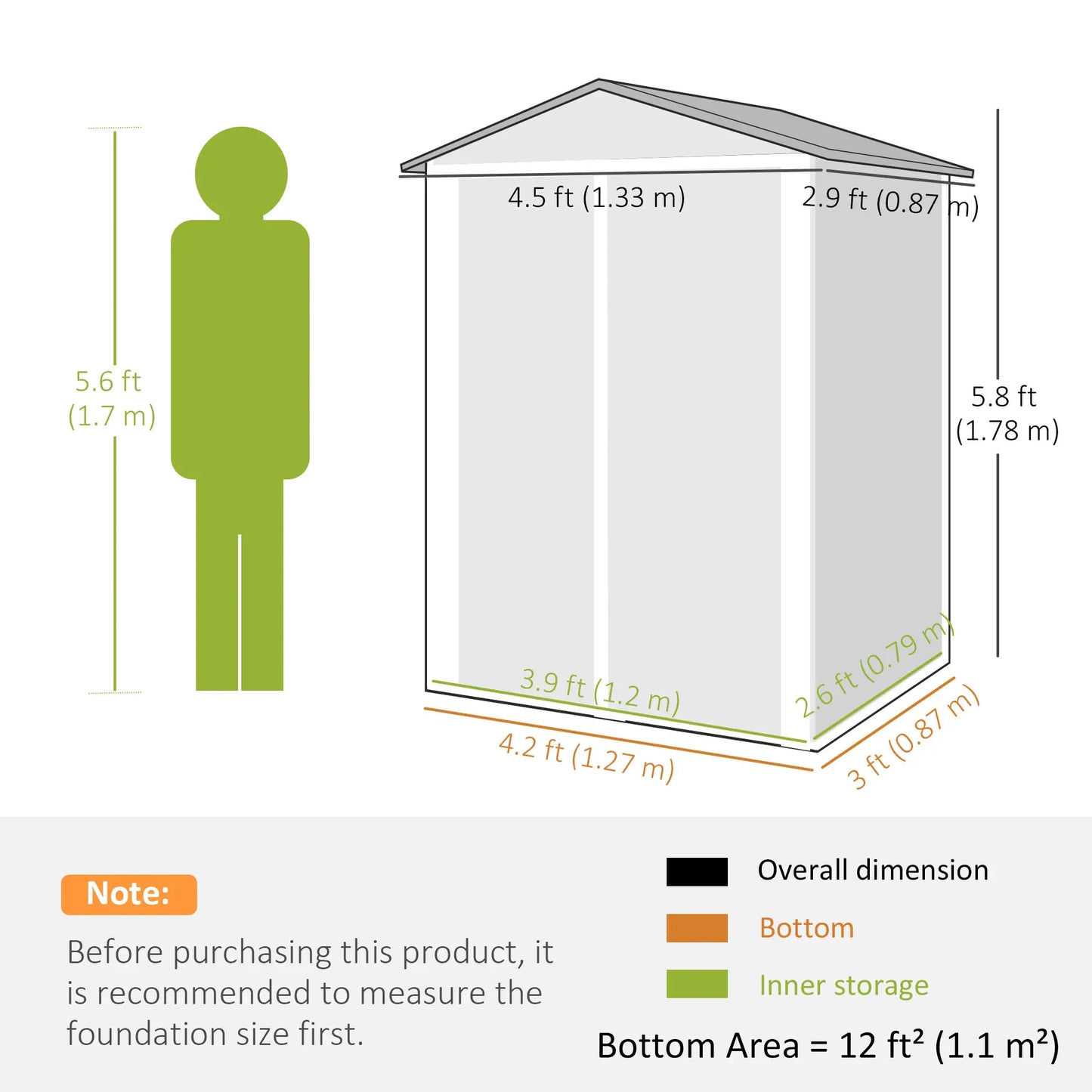 4.4' x 3' Metal Garden Shed, Outdoor Storage With Double Doors Sheds at Gallery Canada