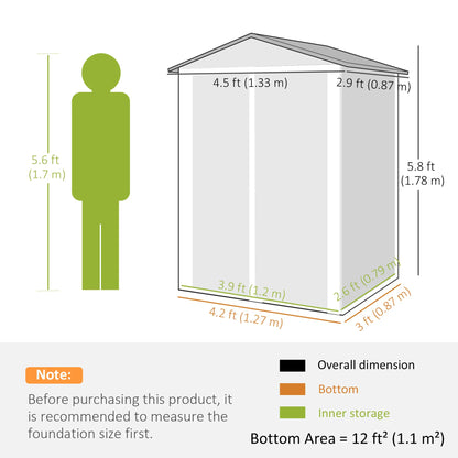 4.4' x 3' Metal Garden Shed, Outdoor Storage With Double Doors Sheds at Gallery Canada