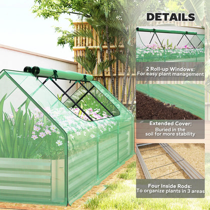 8.6 x 3 x 1ft Raised Garden Bed, Mini Greenhouse, Galvanized Cover, Green Galvanized Planter Boxes at Gallery Canada