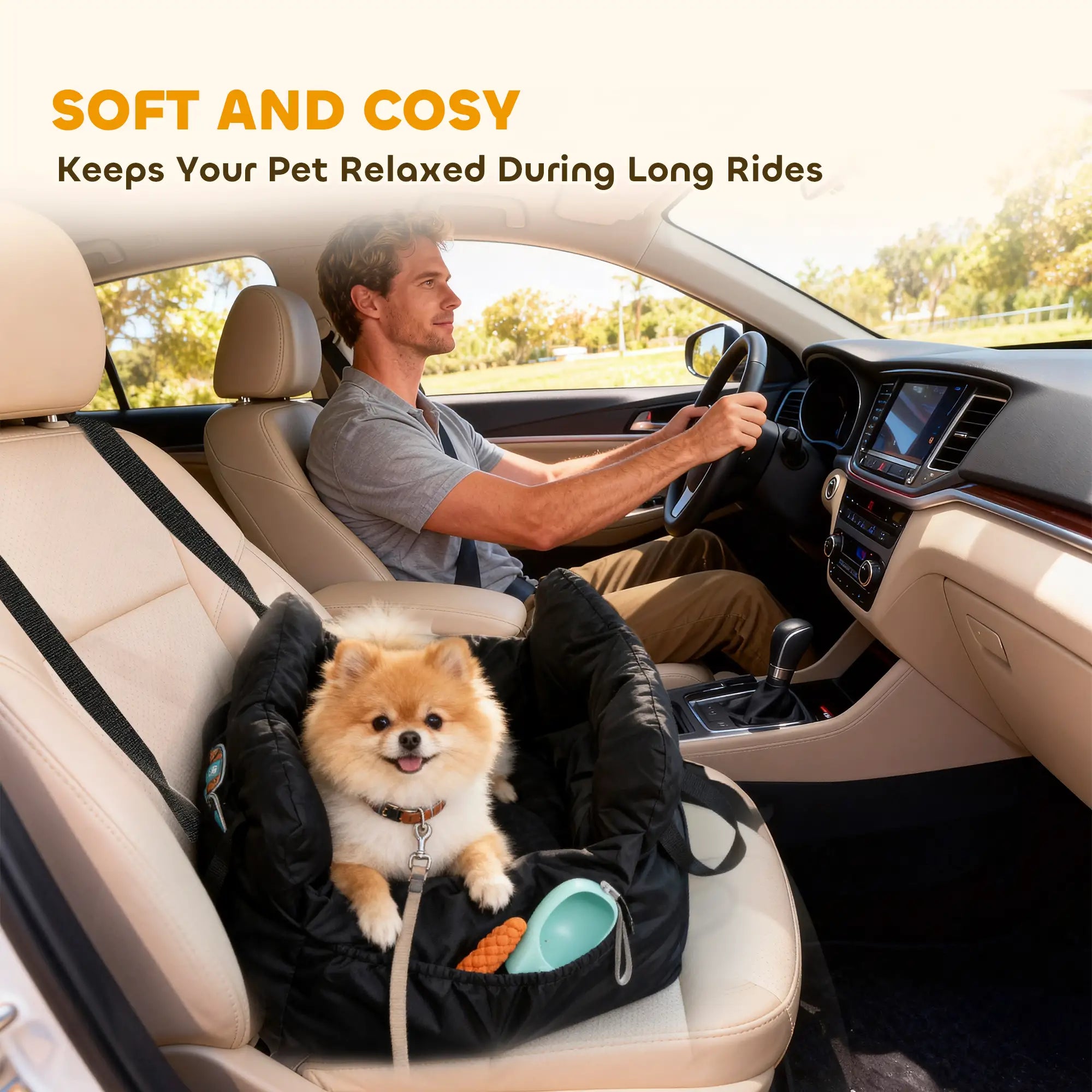 Dog Car Seat for Small Pets, Machine Washable, with Cushion, Black Dog Bike Trailers & Strollers at Gallery Canada