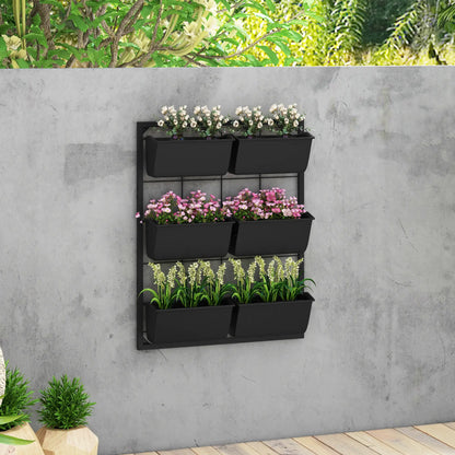 3-Tier Wall Planter With 6 Pots, Indoor Outdoor Hanging Plant Holder Plant Stands at Gallery Canada