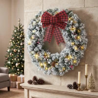Pre-Lit Christmas Wreath 24 Inch, Green