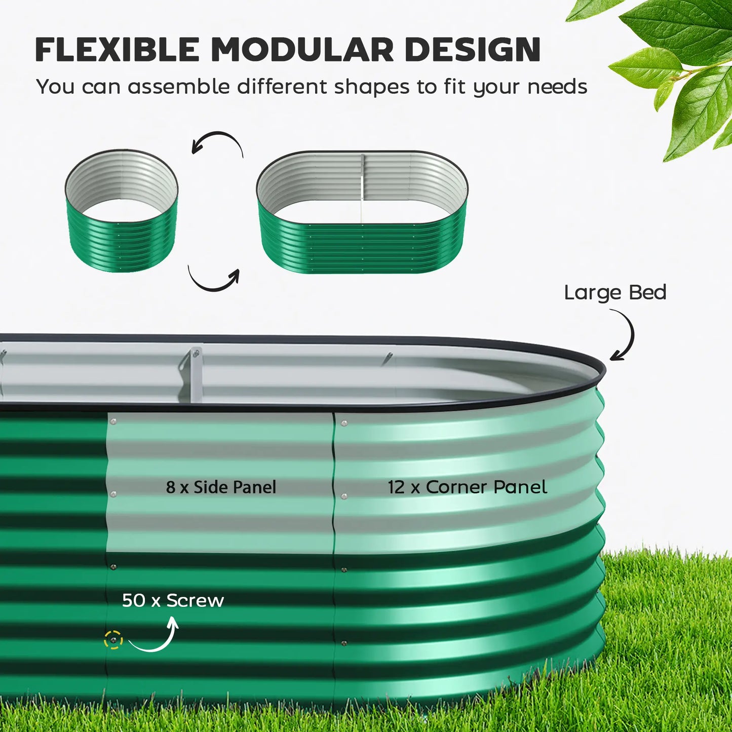 Galvanized Raised Garden Bed, 5 x 2.5 x 2 ft, Oval Planter Box, Dark Green Galvanized Planter Boxes at Gallery Canada