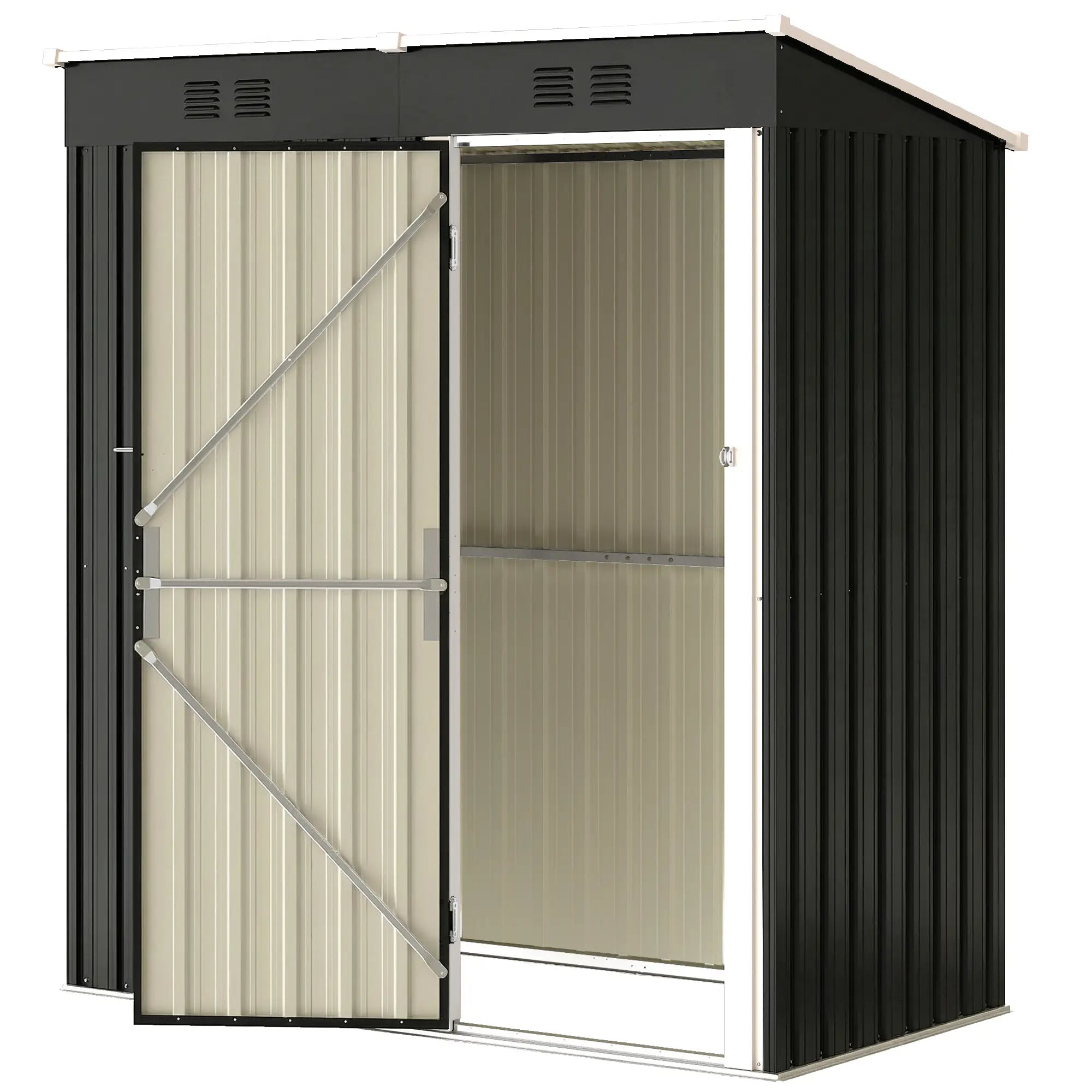 5 x 3 ft Metal Garden Shed, Lean-To Outdoor Storage, Dark Grey Sheds Dark Grey, White at Gallery Canada