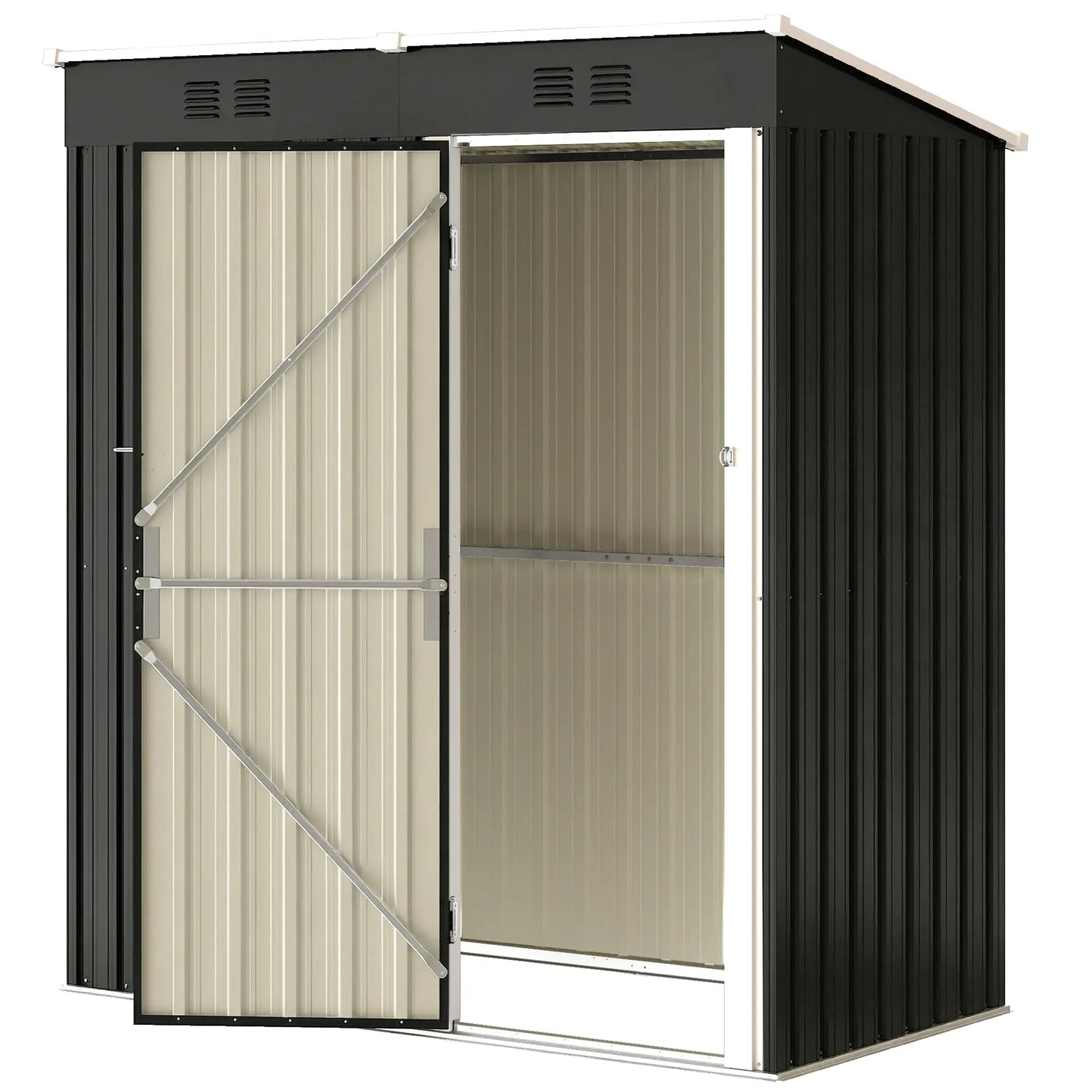5 x 3 ft Metal Garden Shed, Lean-To Outdoor Storage, Dark Grey Sheds Dark Grey, White at Gallery Canada