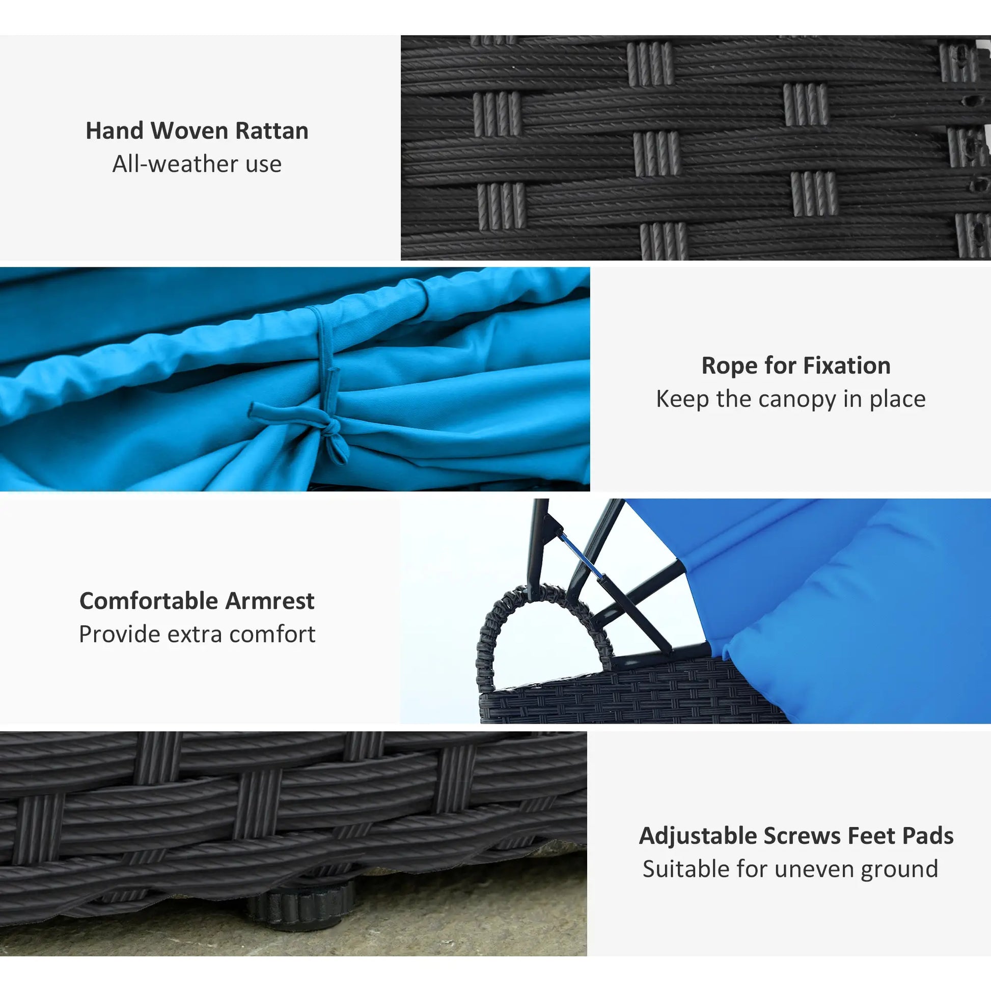 4-Piece Round Sofa Bed, Outdoor Daybed, Retractable Canopy, PE Rattan Daybeds at Gallery Canada