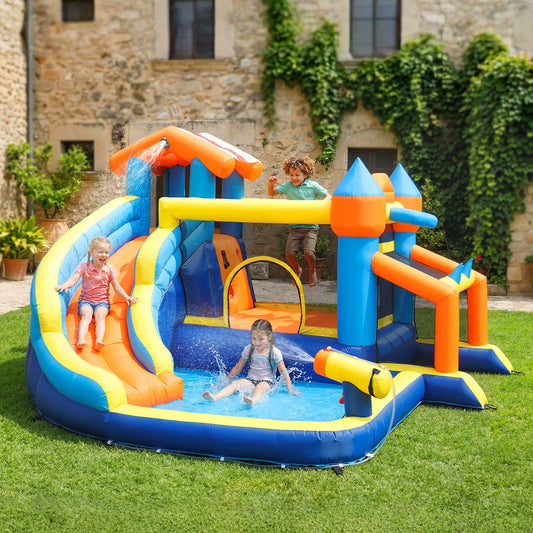Inflatable Bounce House With Slide, Pool, Climbing Wall, Blower Inflatables Blue, Orange, Yellow at Gallery Canada