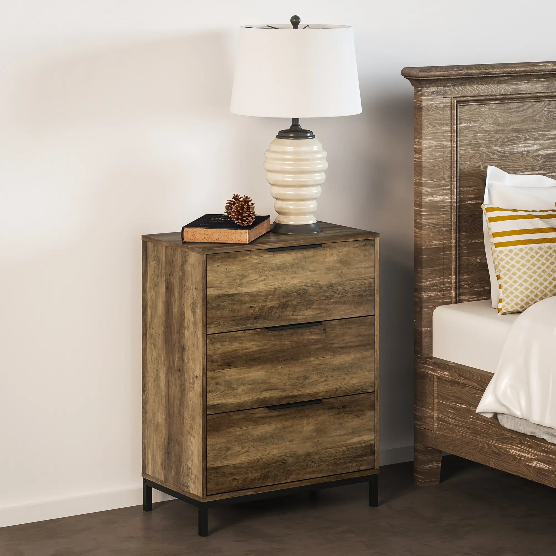 3 Drawer Dresser Tower, Chest for Bedroom, Hallway, Natural Storage Cabinets at Gallery Canada