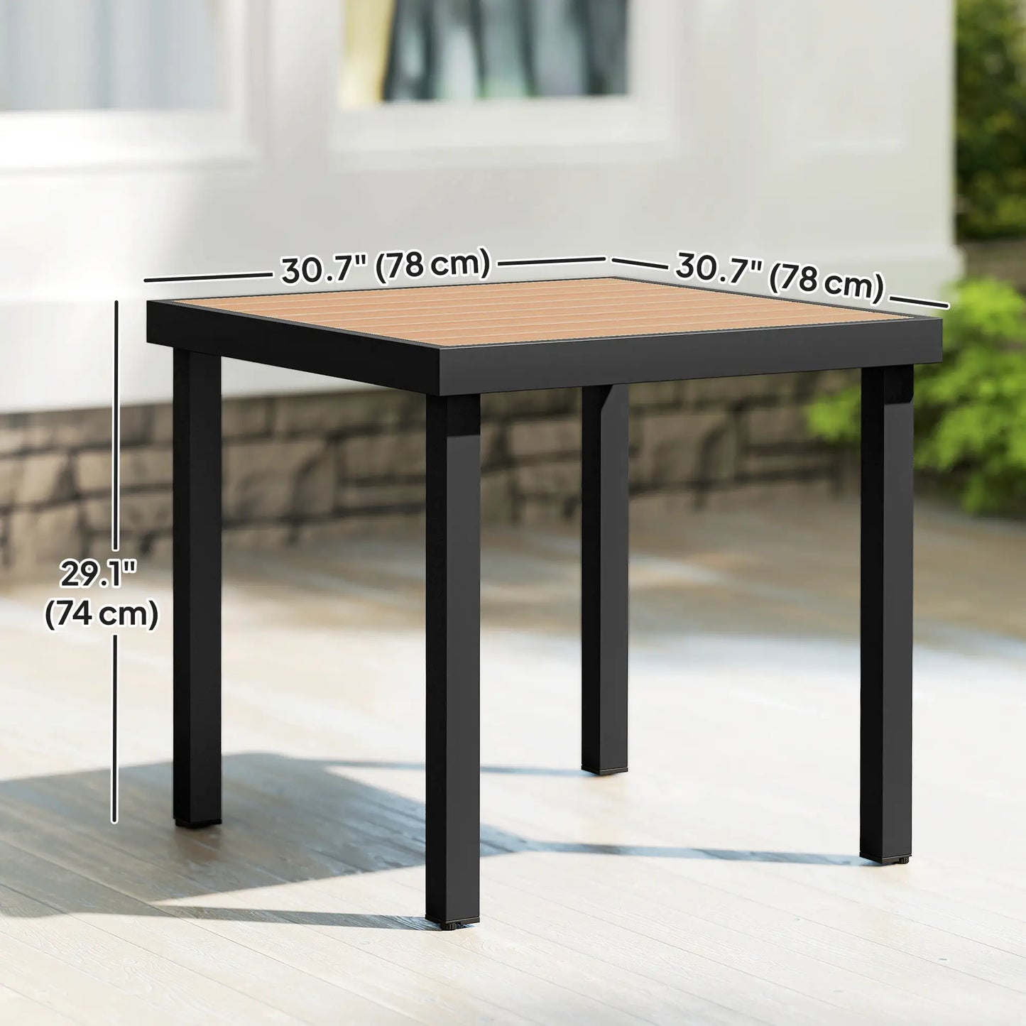 Square Aluminum Patio Dining Table for 4, Outdoor Garden Lawn, Natural Patio Dinning Tables at Gallery Canada