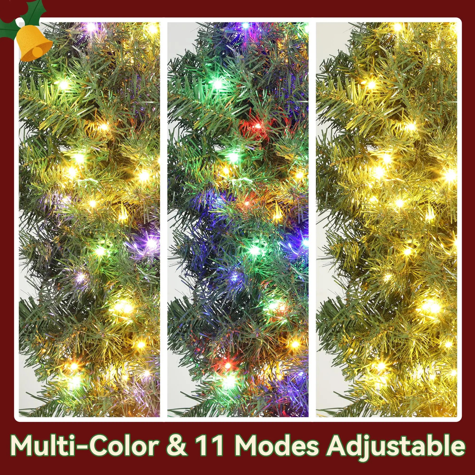 36in Pre-Lit Christmas Wreath, 3D Red Bow, 11 Lighting Modes, Remote, Red Christmas Wreaths at Gallery Canada