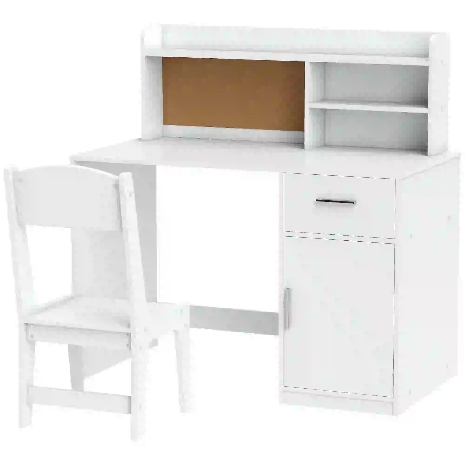 Kids Desk and Chair Set with Storage Hutch, Drawer, Cabinet Kids Desk Sets White at Gallery Canada