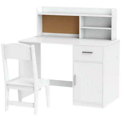 Kids Desk and Chair Set with Storage Hutch, Drawer, Cabinet Kids Desk Sets White at Gallery Canada