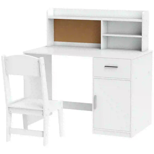 Kids Desk and Chair Set with Storage Hutch, Drawer, Cabinet Kids Desk Sets White at Gallery Canada