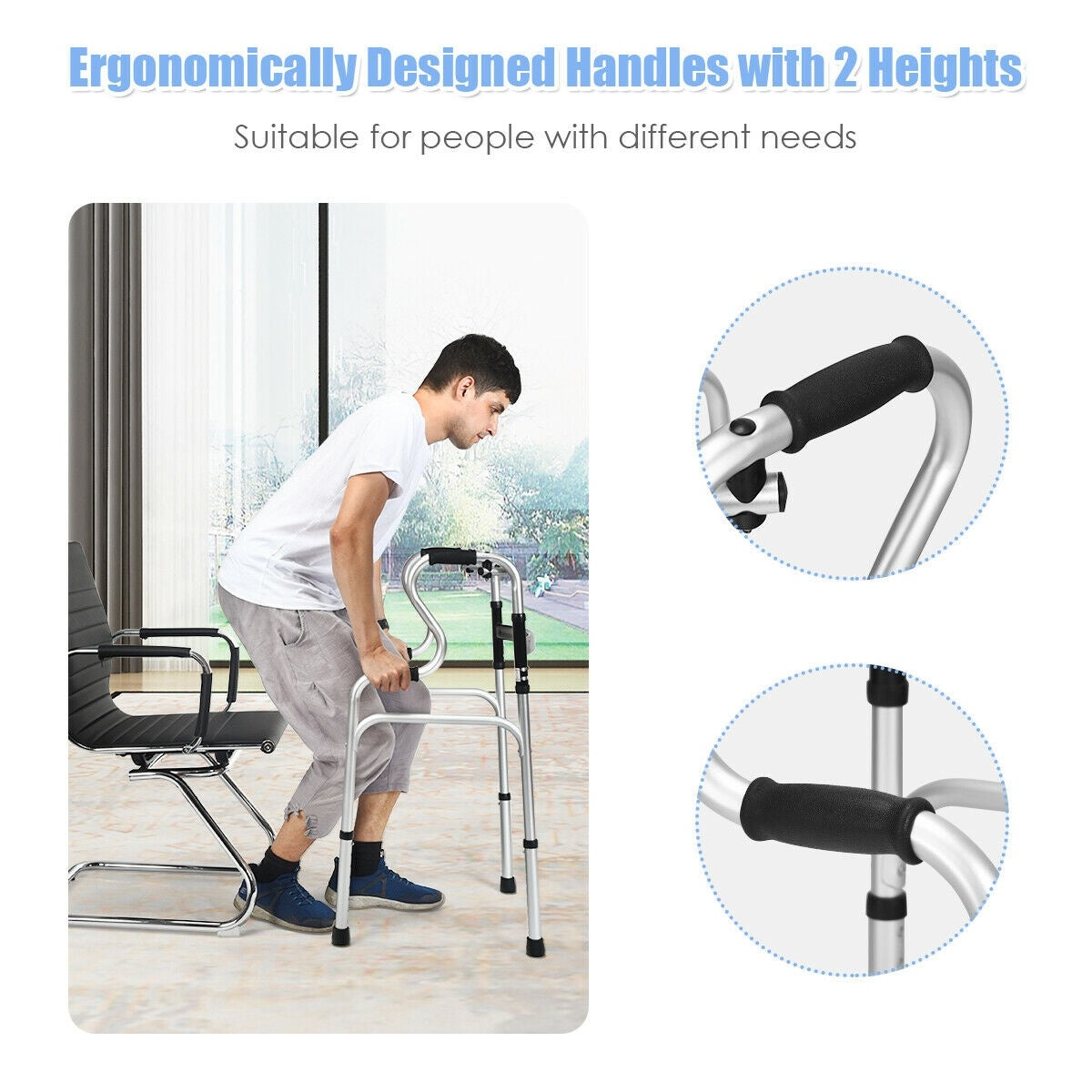 Folding Aluminum Walking Frame Walker, Silver Walkers & Rollators at Gallery Canada