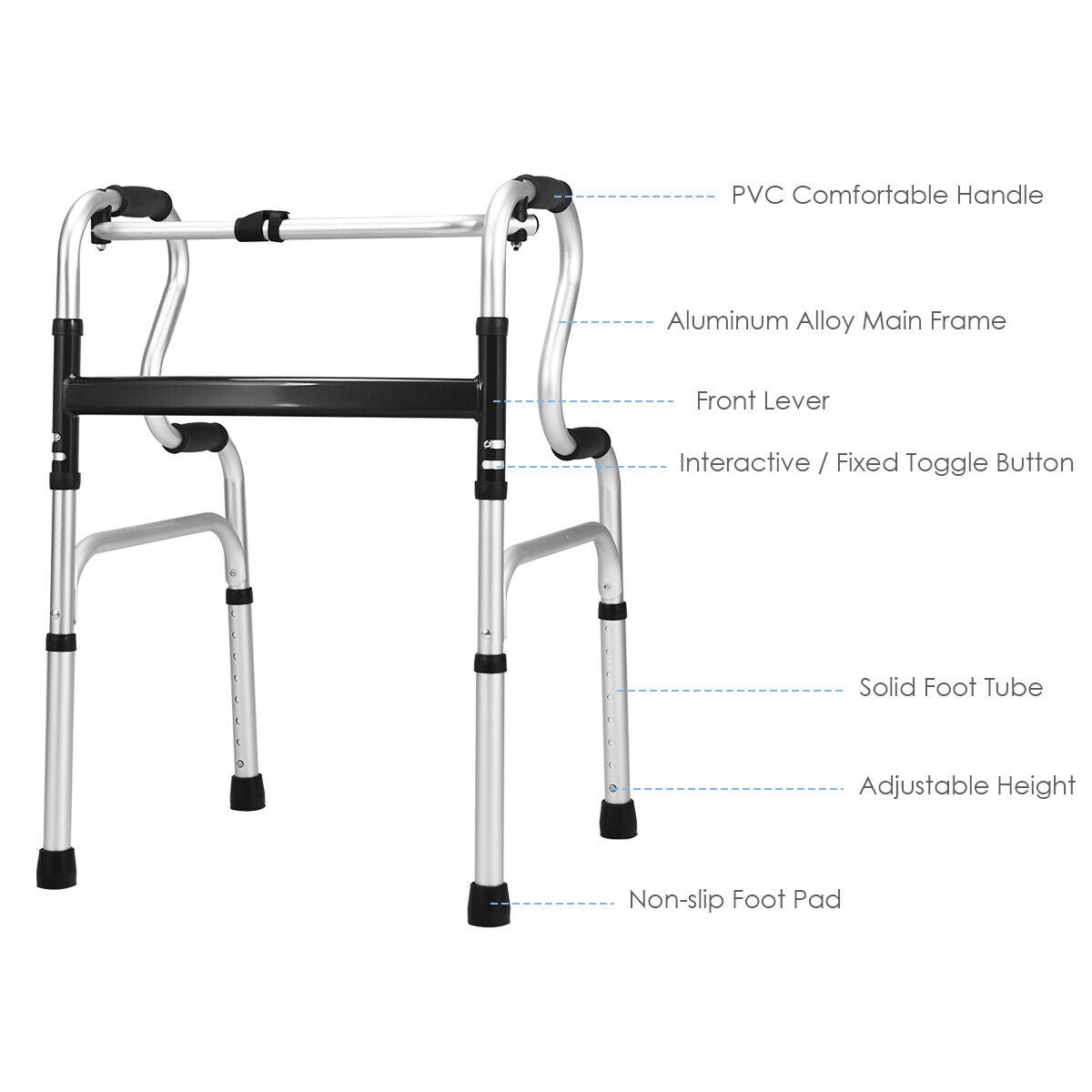 Folding Aluminum Walking Frame Walker, Silver Walkers & Rollators at Gallery Canada