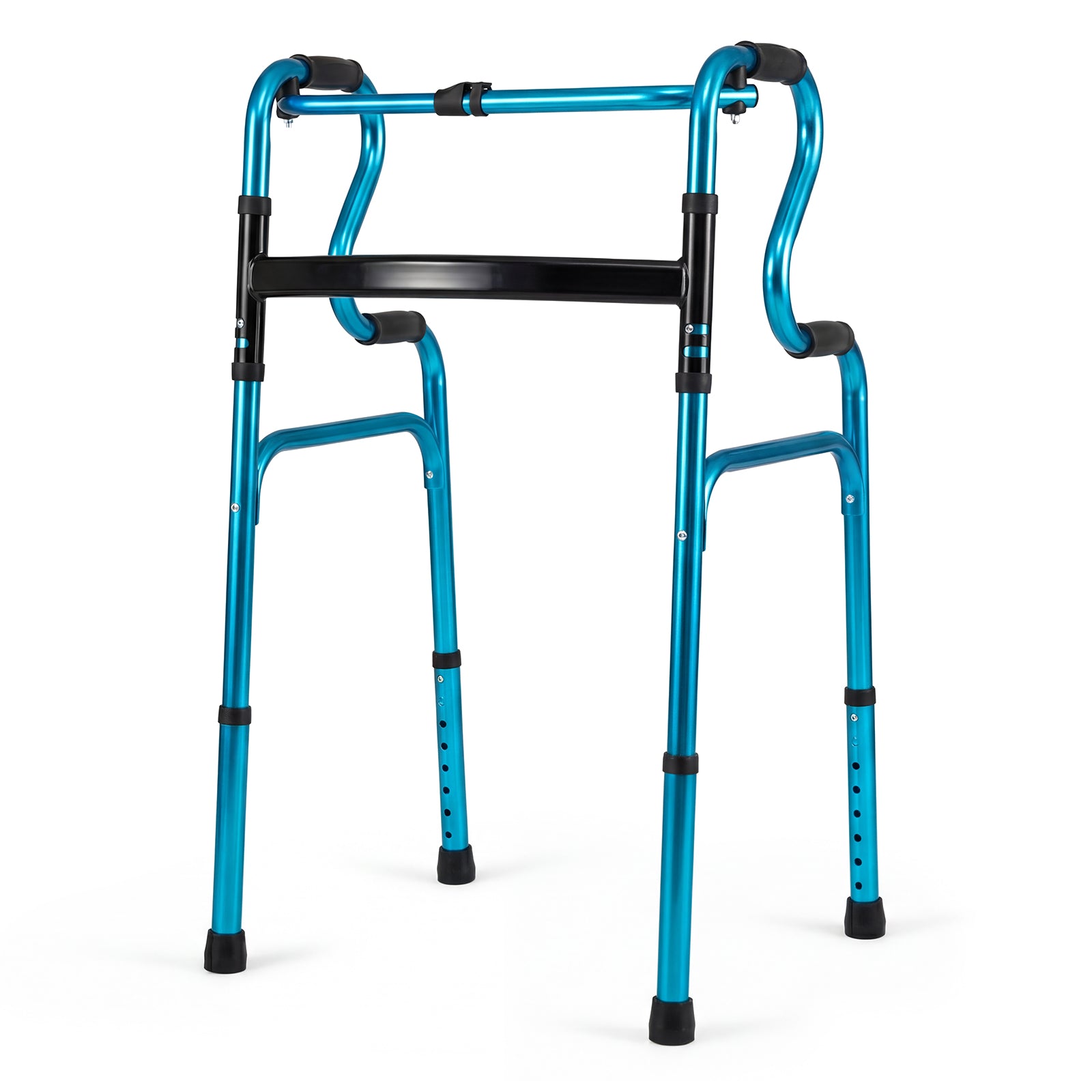 Folding Aluminum Walker, One-Button Fold, Navy Walkers & Rollators at Gallery Canada