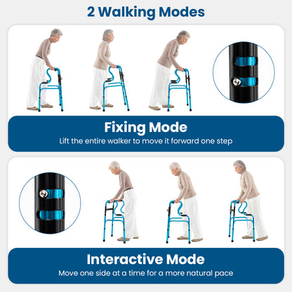 Folding Aluminum Walker, One-Button Fold, Navy Walkers & Rollators at Gallery Canada