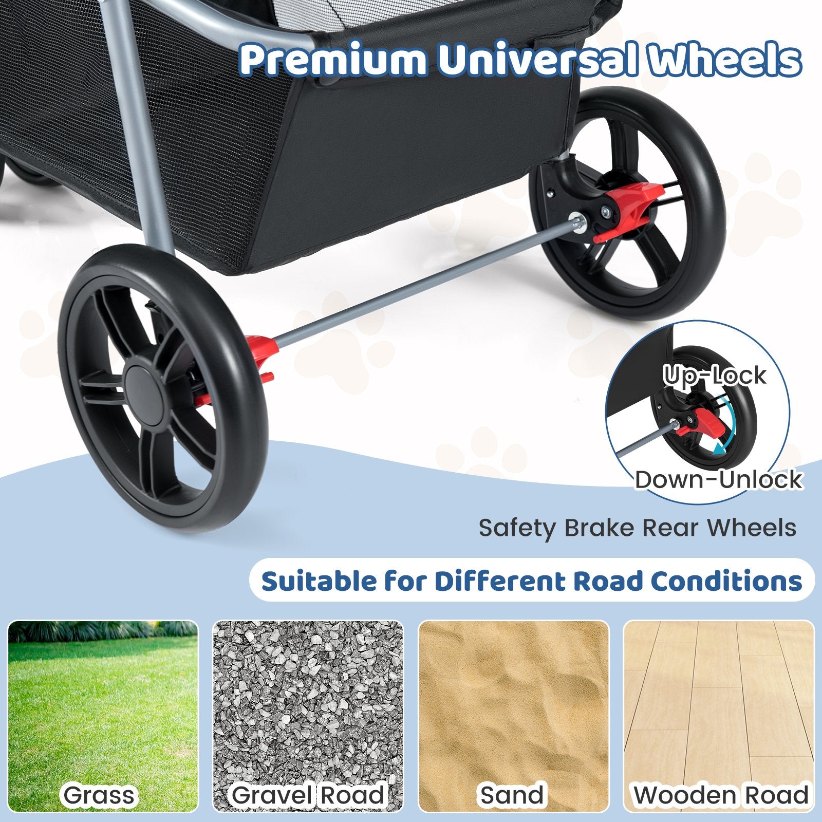 One-Click Folding Pet Stroller Lightweight Cat Strolling Cart with Adjustable Canopy, Gray Dog Supplies at Gallery Canada