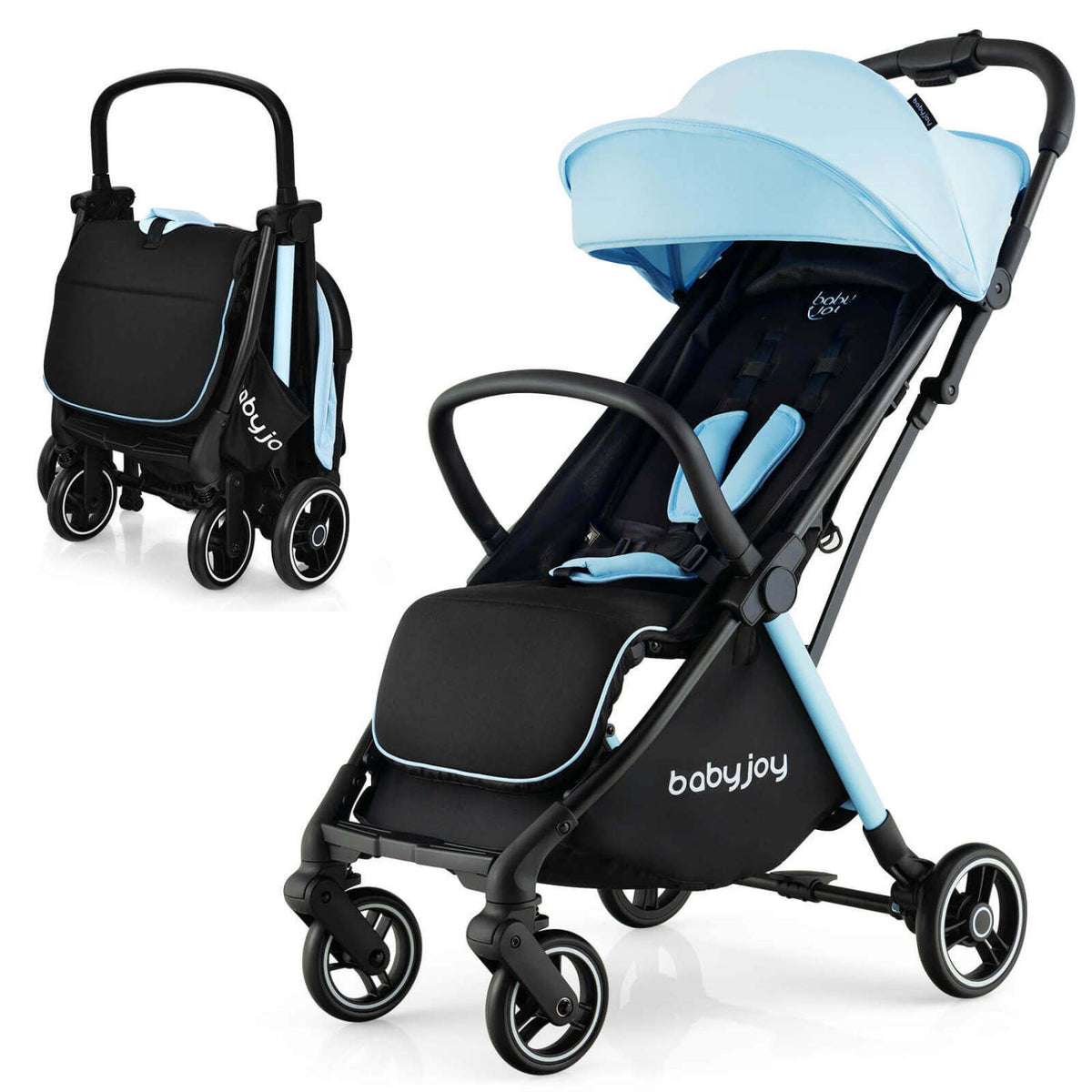 Lightweight One-Hand Folding Baby Stroller, Aluminum Frame, Blue