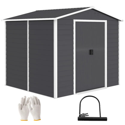 8' x 7' Outdoor Storage Shed, Galvanized Metal, Lockable Doors, Dark Grey Sheds at Gallery Canada