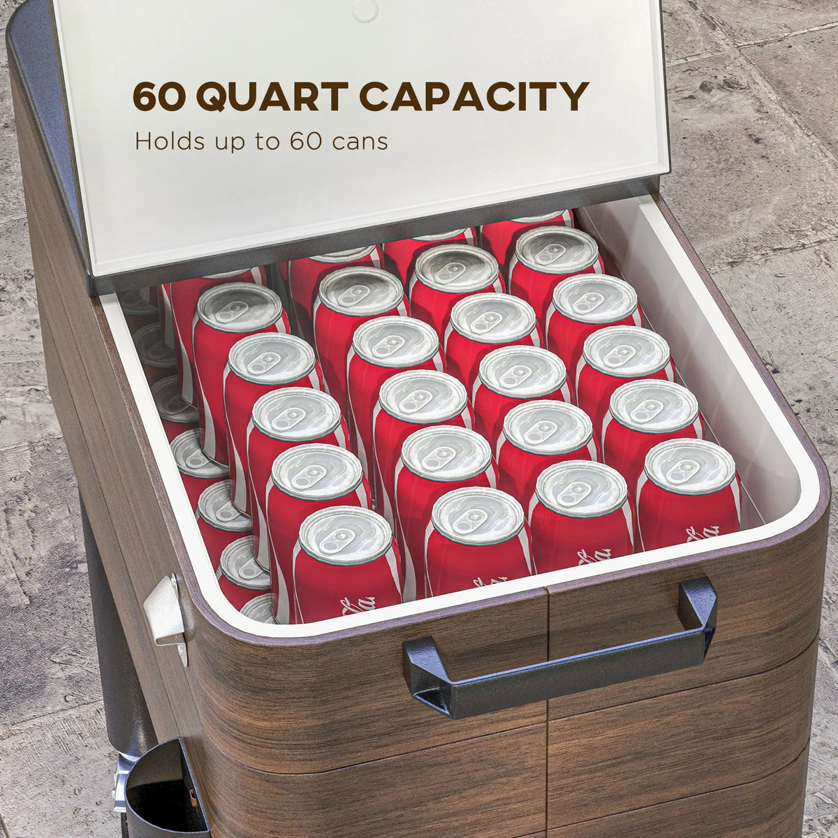 60qt Patio Cooler, Portable Outdoor Cooler with Wheels, Brown Cooler Boxes at Gallery Canada