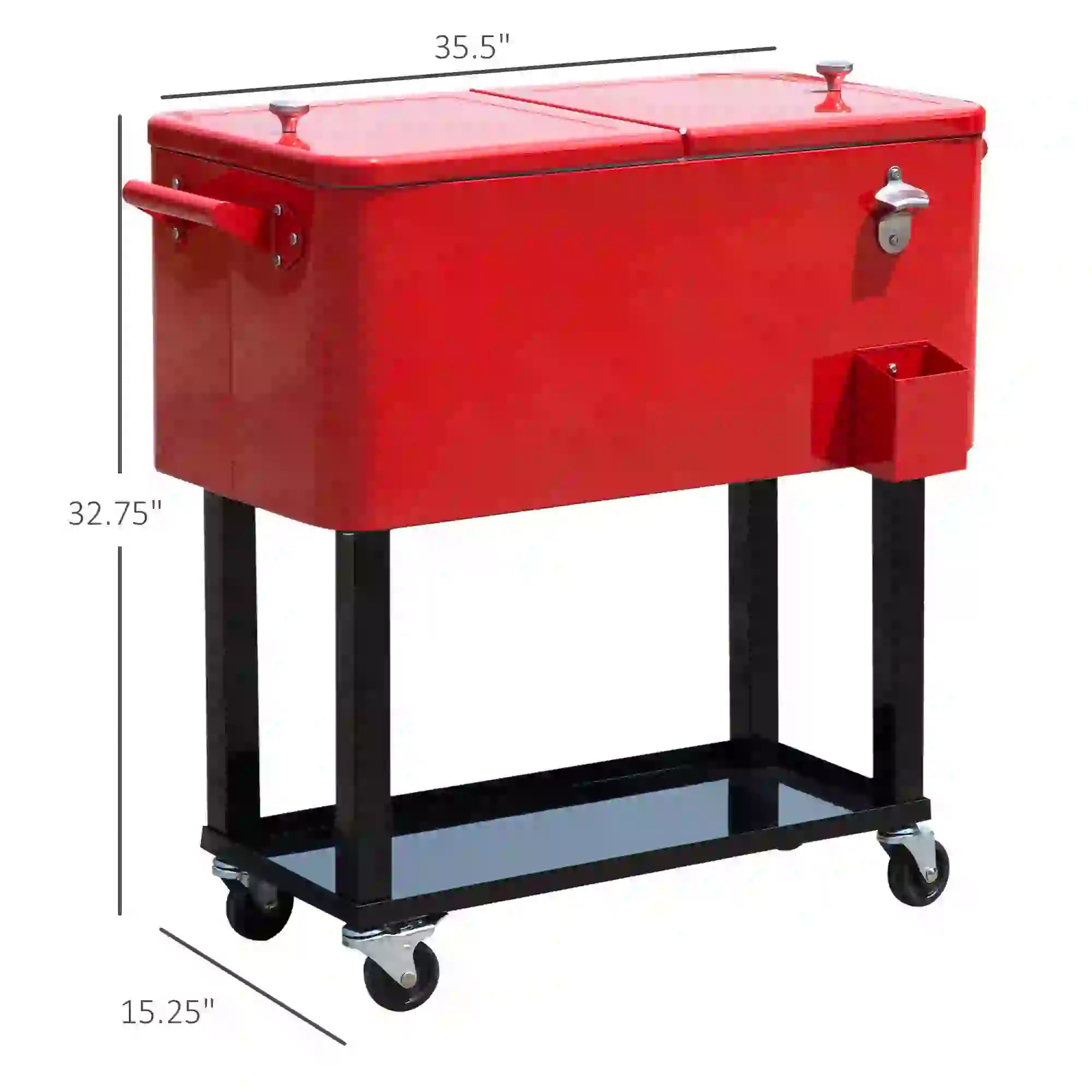80 Quart Rolling Cooler Cart, Portable Ice Bin, Outdoor Party, Red Cooler Boxes at Gallery Canada