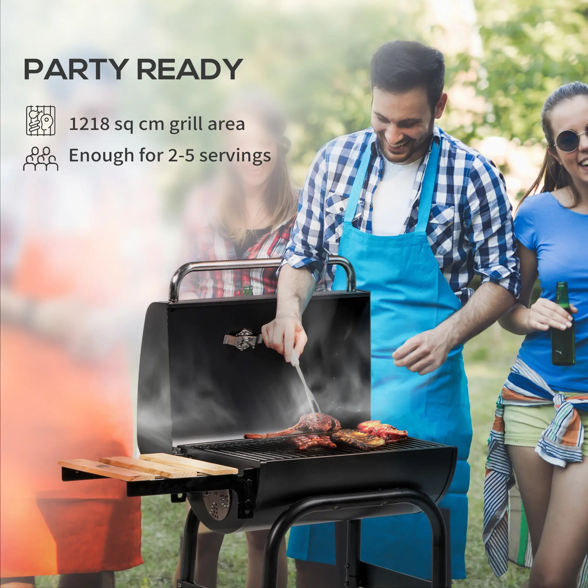 Charcoal BBQ Grill With Thermometer, Shelves, Wheels, Black Charcoal BBQ Grils at Gallery Canada