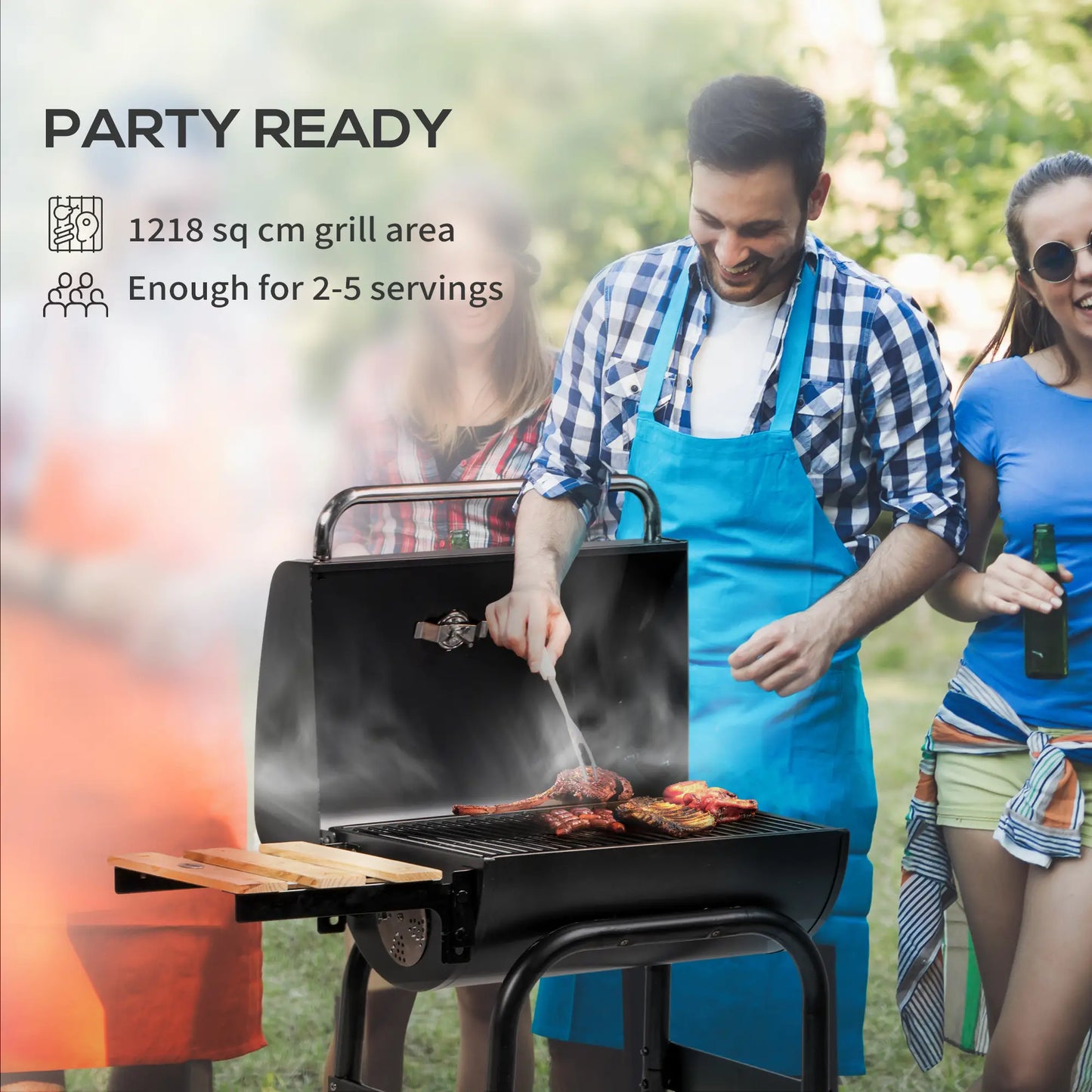 Charcoal BBQ Grill With Thermometer, Shelves, Wheels, Black Charcoal BBQ Grils at Gallery Canada