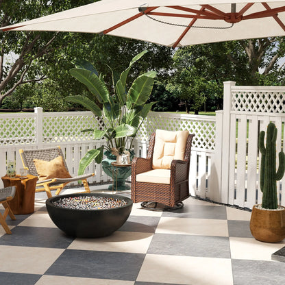 Rattan 360° Swivel Patio Chair with Cushion, Brown Patio Chairs at Gallery Canada