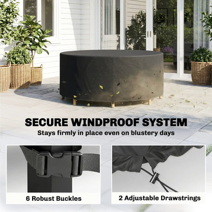 Heavy Duty Outdoor Patio Furniture Cover, Waterproof 84.3" Dia. x 27.6"H, Black Patio Furniture Covers at Gallery Canada
