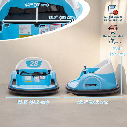 12V Toddler Bumper Car, 360 Remote Control, Lights Music Horn, 1.5-5 Years, Light Blue Electric Toy Cars at Gallery Canada