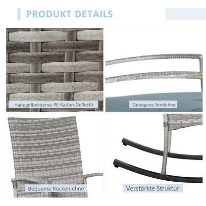 Outdoor PE Rattan Rocking Chair, Garden Glider, Grey Patio Chairs at Gallery Canada