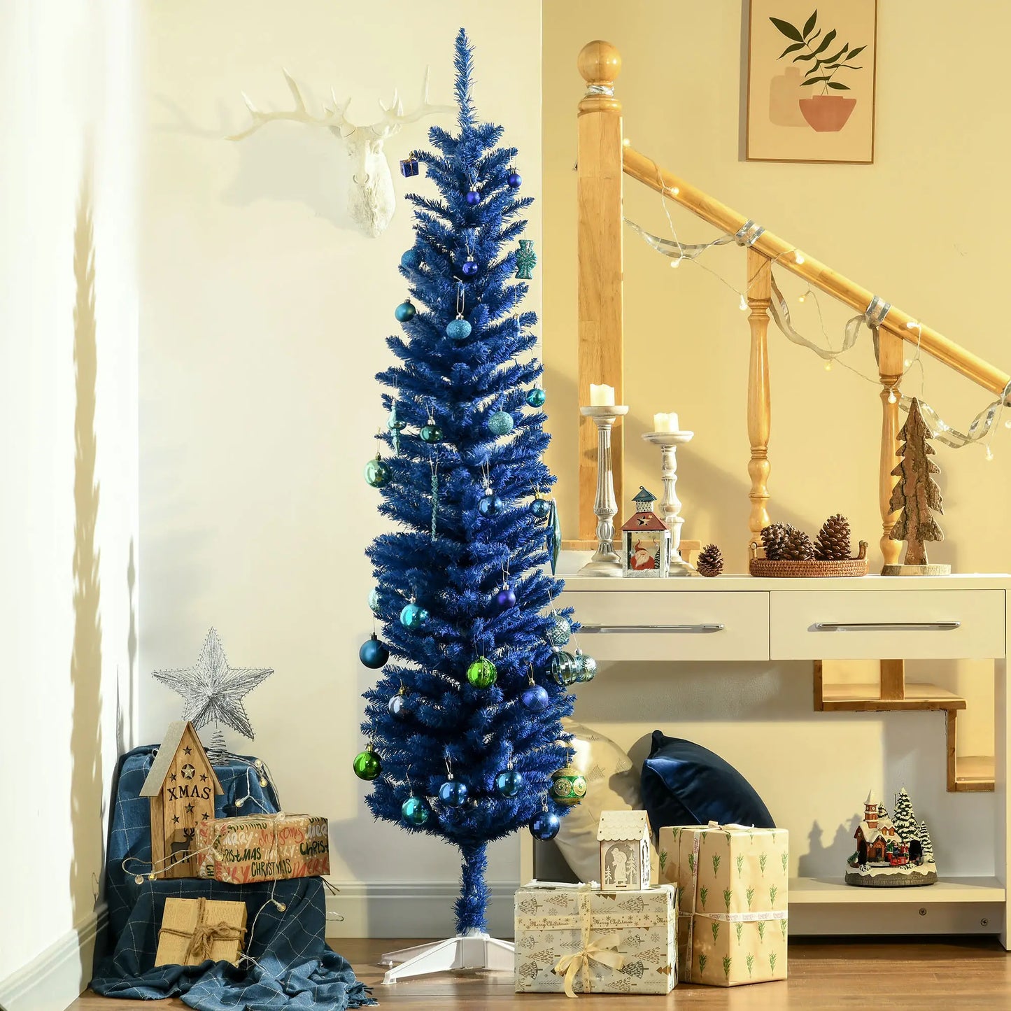 6ft Pencil Christmas Tree, Skinny Artificial, Deep Blue Pencil Christmas Trees at Gallery Canada