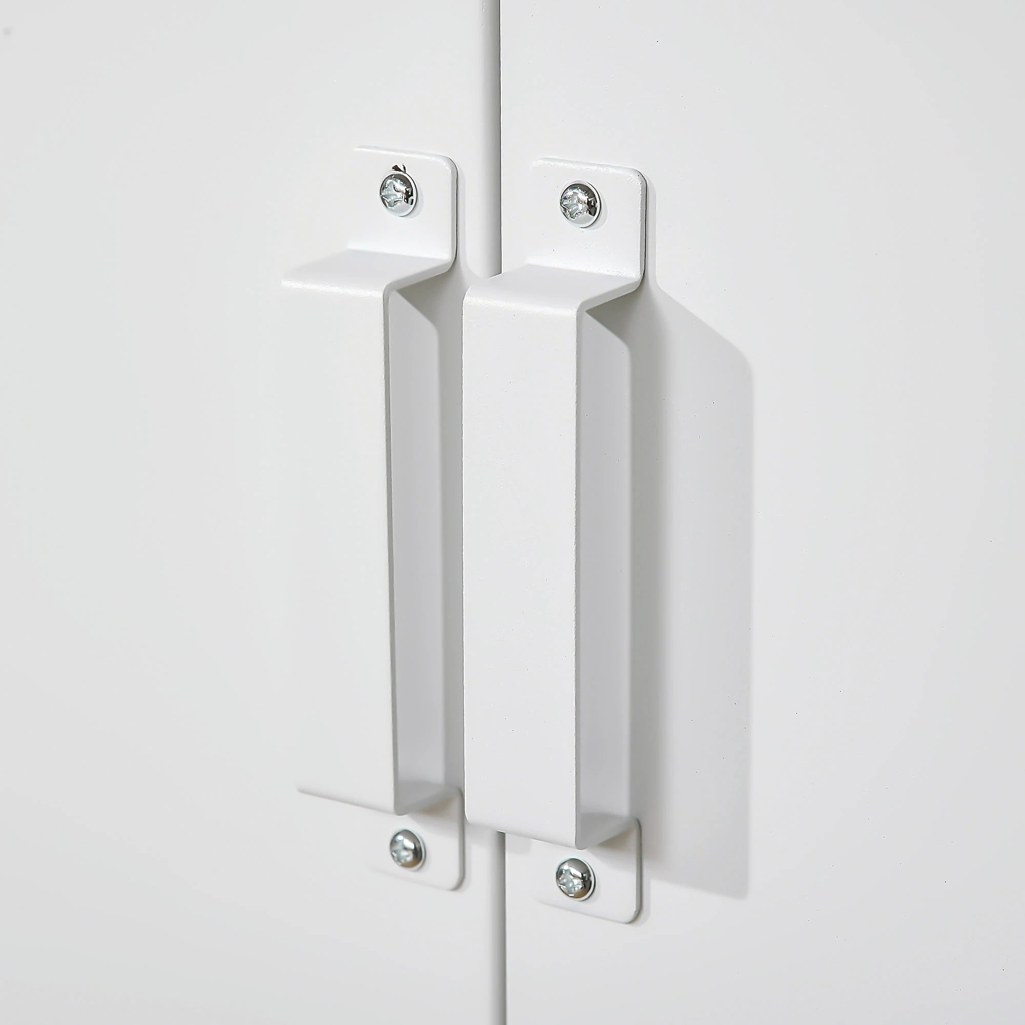 Metal Storage Cabinet, 2 Louvered Doors, Adjustable Shelves, White Storage Cabinets at Gallery Canada