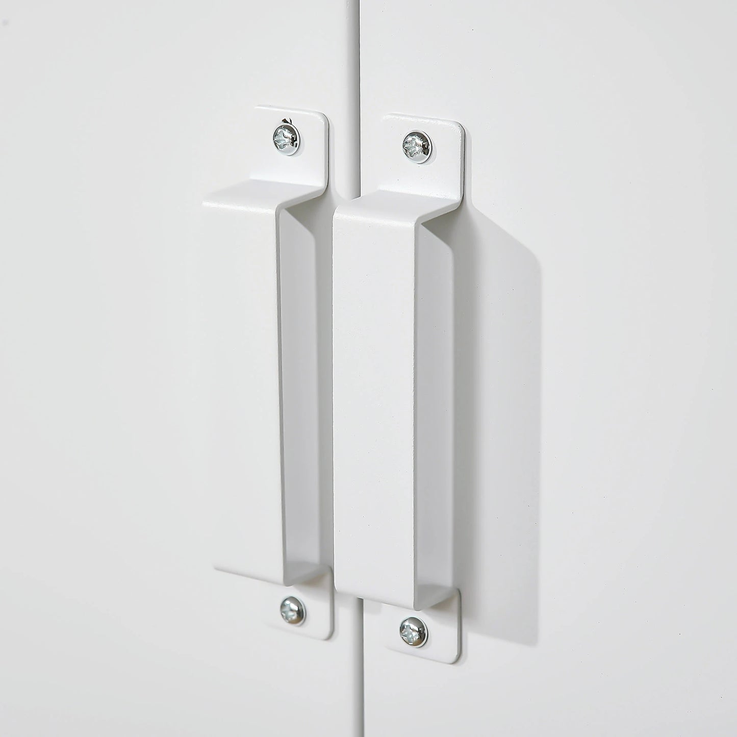 Metal Storage Cabinet, 2 Louvered Doors, Adjustable Shelves, White Storage Cabinets at Gallery Canada