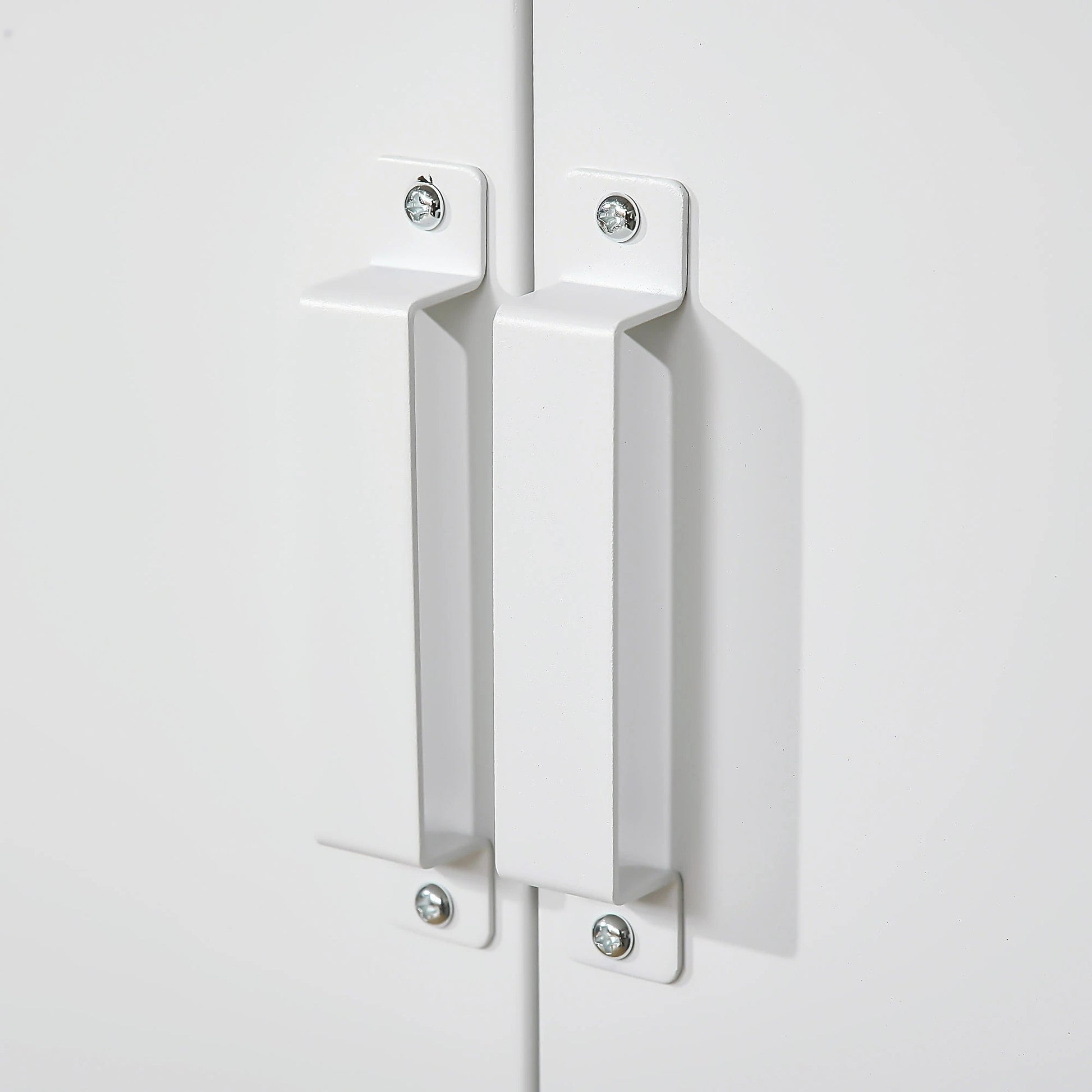 Metal Storage Cabinet, 2 Louvered Doors, Adjustable Shelves, White Storage Cabinets at Gallery Canada