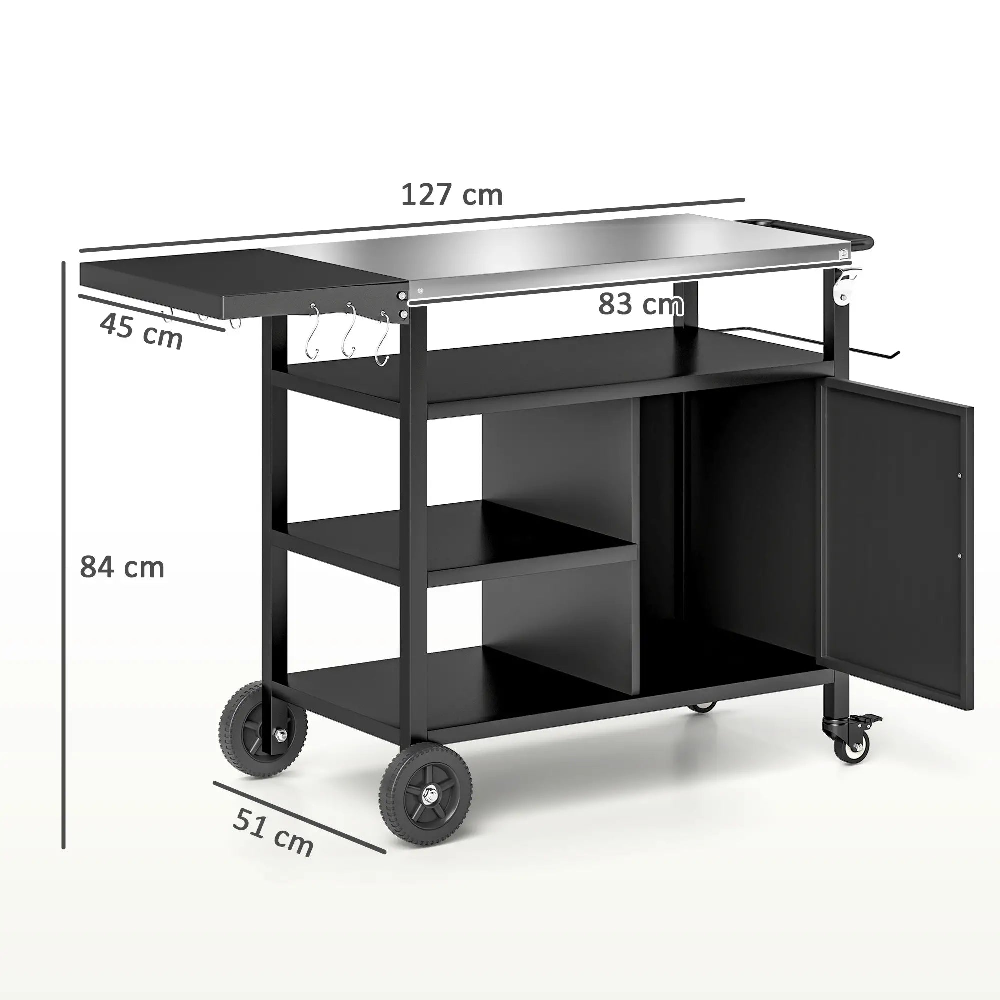 Outdoor BBQ Stand, Foldable Side Table, Stainless Steel Top, Pizza Oven Table Outdoor Grill Carts at Gallery Canada