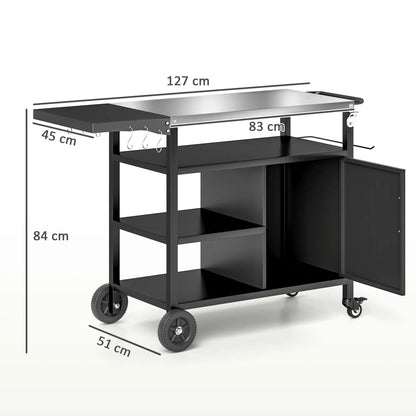 Outdoor BBQ Stand, Foldable Side Table, Stainless Steel Top, Pizza Oven Table Outdoor Grill Carts at Gallery Canada
