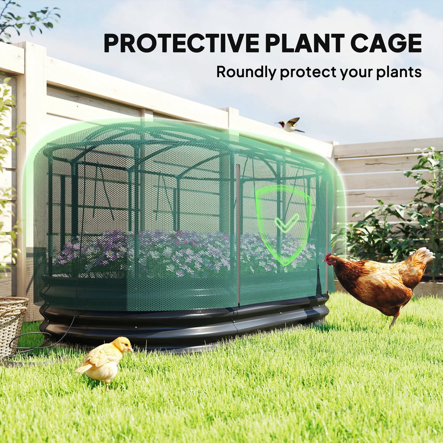 6' x 3' Galvanized Raised Garden Bed, Crop Cage Net Cover, Watering System, Dark Grey Raised Garden Beds at Gallery Canada