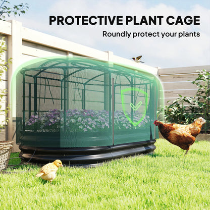 6' x 3' Galvanized Raised Garden Bed, Crop Cage Net Cover, Watering System, Dark Grey Raised Garden Beds at Gallery Canada