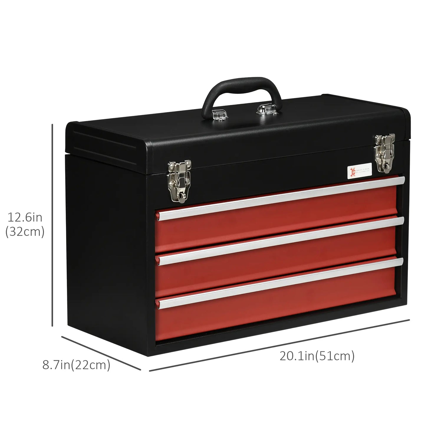 20" Portable Metal Tool Box, 3 Drawer Lockable Chest, Red Tool Organizers at Gallery Canada