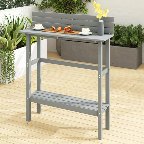 110cm Rectangle Outdoor Bar Table, Slatted Top, Grey