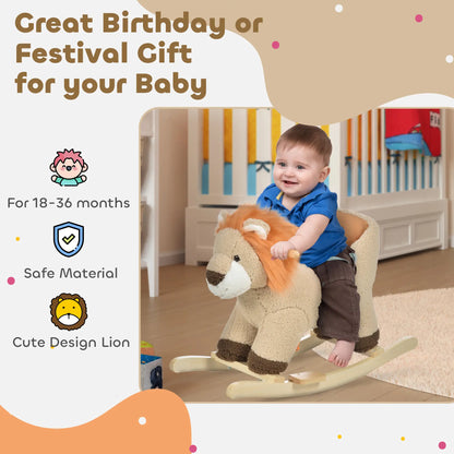 Baby Rocking Horse, Lion Design, Plush, Wooden, Sound, Seat Belt, 18-36 Months, Brown Rocking Horses at Gallery Canada