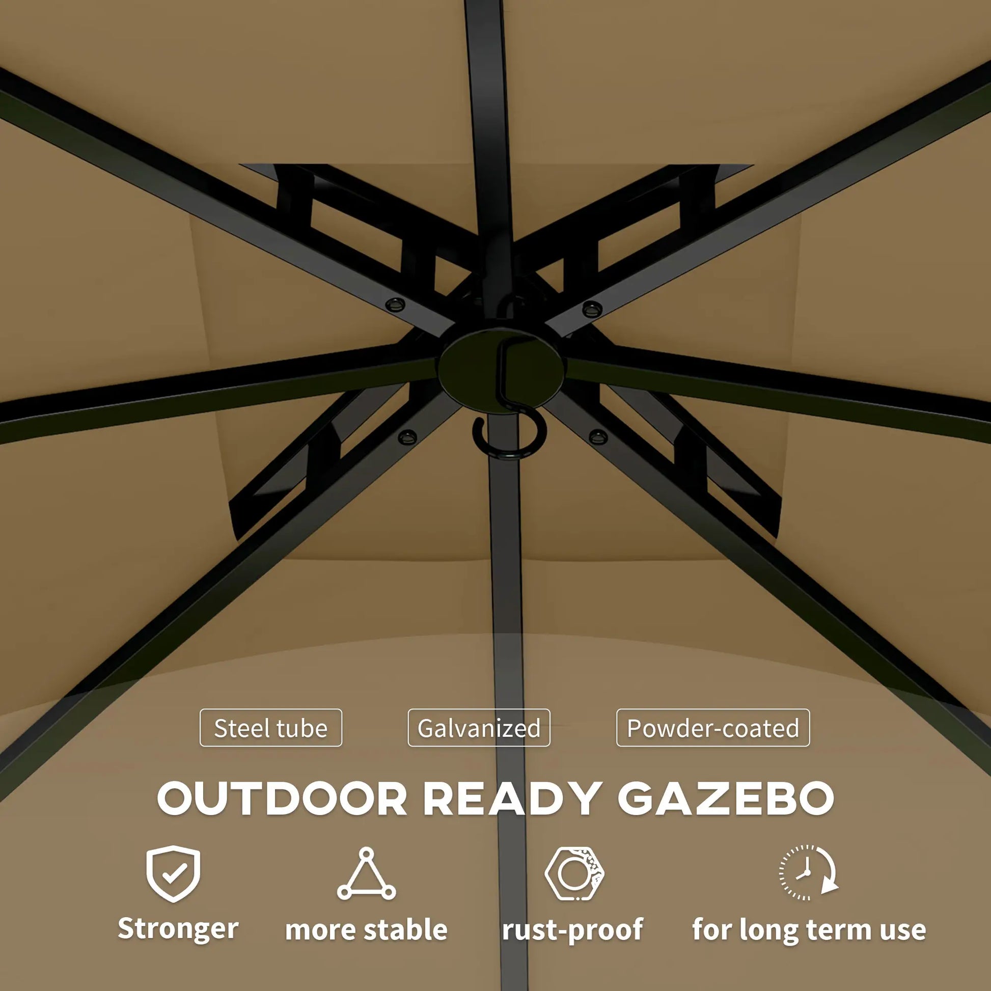 11' x 11' Outdoor Gazebo, Double Roof, Galvanised Steel Frame, Beige Gazebos at Gallery Canada