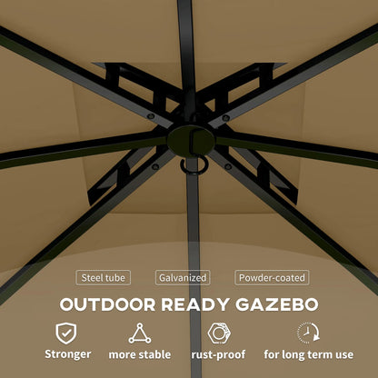 11' x 11' Outdoor Gazebo, Double Roof, Galvanised Steel Frame, Beige Gazebos at Gallery Canada